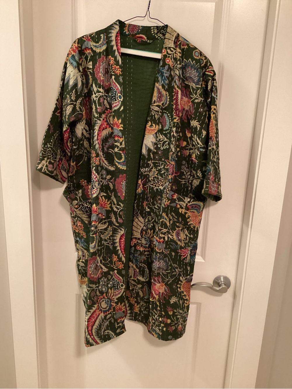 Women's Floral Kimono Jacket in Olive Green
